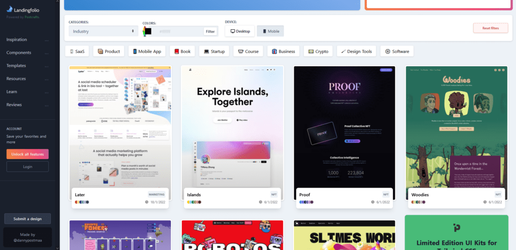 inspiracje do stworzenia landing page landingfolio.com