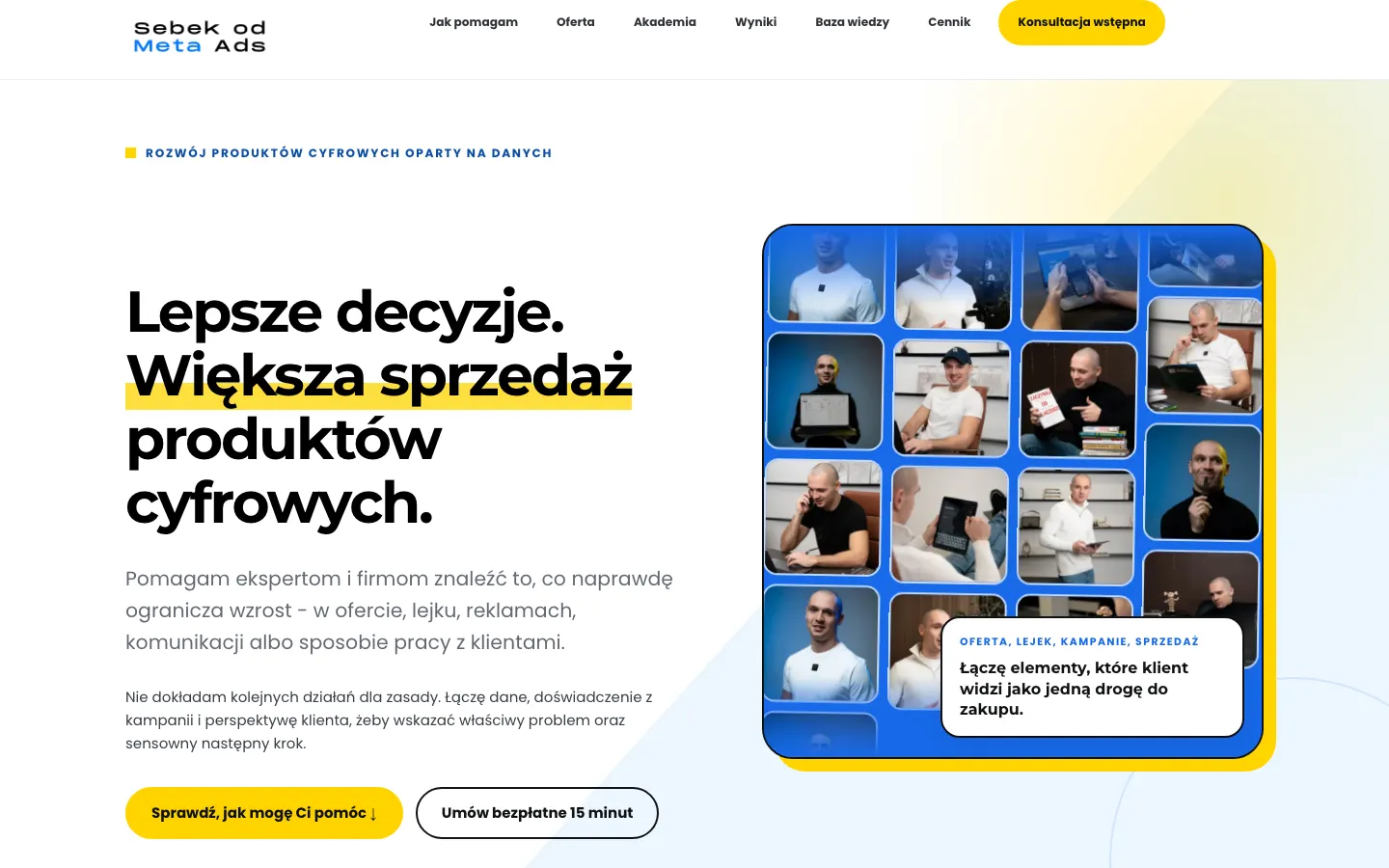 Podgląd strony Sebek od Meta Ads